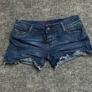Taylor Denim Shorts Womens Size 3/4 Dark Wash Cutoff Raw Hem Stretch Casual